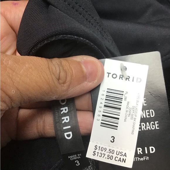 Torrid 3 plus size black corset lace up one piece swimsuit NWT - Picture 3 of 9